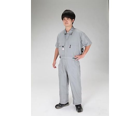エスコ [LL] 空調継ぎ作業服(送風ファン付/半袖グレー) EA996AM-113 1セット(ご注文単位1セット)【直送品】