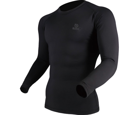 おたふく手袋 サーモデオ クルーネックシャツ ブラック L JW-276 1枚(ご注文単位1枚)【直送品】