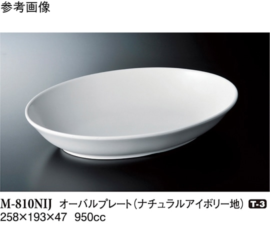 スリーライン オーバルプレート ナチュラルアイボリー地 258×193×47mm 5個入 M-810NIJ 1袋（ご注文単位1袋）【直送品】