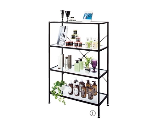 ストア・エキスプレス スリムガラスラック 4段ブラック 61-105-4-1 1台（ご注文単位1台）【直送品】