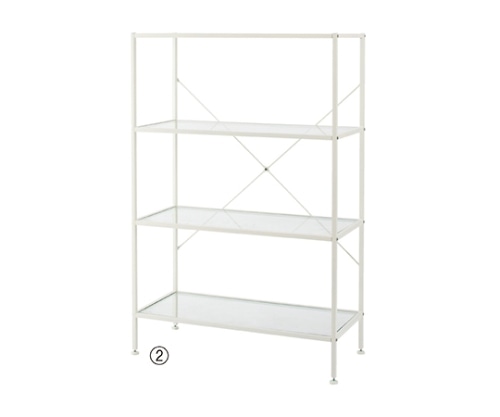 ストア・エキスプレス スリムガラスラック 4段ホワイト 61-105-4-2 1台（ご注文単位1台）【直送品】