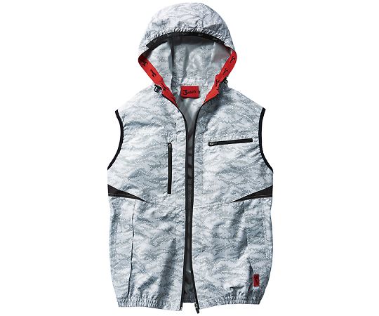 WHISEL(自重堂) デジタルカモフラージュ柄の空調服ベスト(フード付) シルバーカモフラ 5L 54120 1枚(ご注文単位1枚)【直送品】