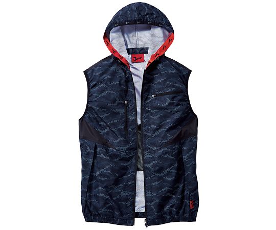 WHISEL(自重堂) デジタルカモフラージュ柄の空調服ベスト(フード付) ネービーカモフラ 4L 54120 1枚(ご注文単位1枚)【直送品】