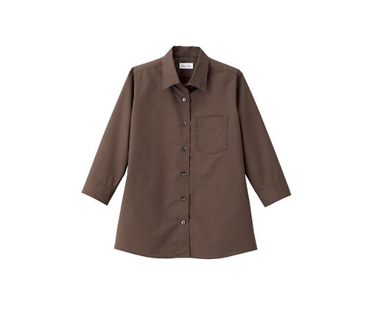 FACE レディス開襟七分袖ブラウス ブラウン 11G FB4039L-5 11G 1枚（ご注文単位1枚）【直送品】