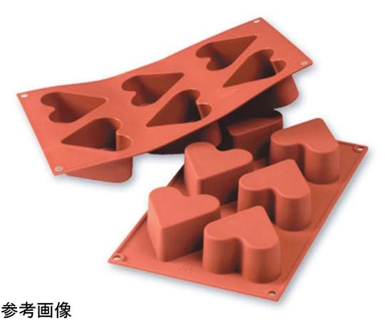 アズワン シリコンベーキングモルド ハート 6ヶ取 SF036 1個(ご注文単位1個)【直送品】