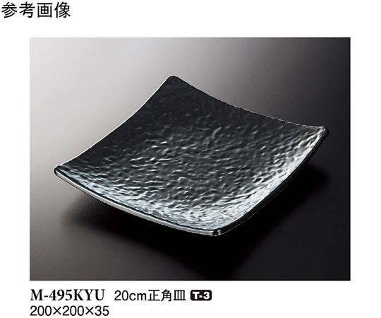 スリーライン 20cm 正角皿 黒釉 50個入 M-495KYU 1ケース（ご注文単位1ケース）【直送品】