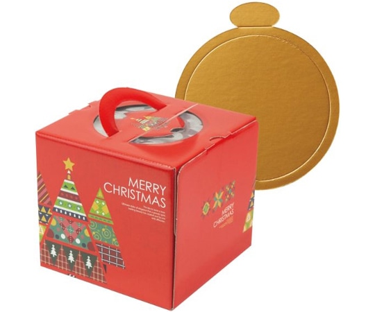 ヤマニパッケージ ケーキ箱 カラフルツリー 4.5号 金台紙丸型付 100枚 20-2322TM 1ケース（ご注文単位1ケース）【直送品】