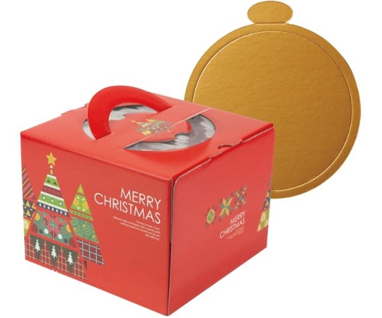 ヤマニパッケージ ケーキ箱 カラフルツリー 5号 金台紙丸型付 100枚 20-2323TM 1ケース（ご注文単位1ケース）【直送品】