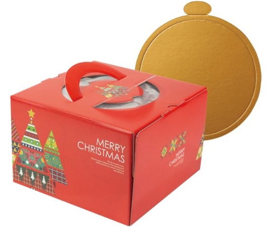 ヤマニパッケージ ケーキ箱 カラフルツリー 6号 金台紙丸型付 100枚 20-2324TM 1ケース（ご注文単位1ケース）【直送品】