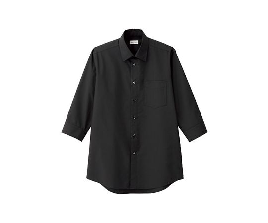 FACE メンズレギュラーカラー七分袖シャツ ブラック L FB5042M-16 L 1枚（ご注文単位1枚）【直送品】