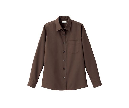 FACE レディス開襟長袖ブラウス ブラウン 9G FB4038L-5 9G 1枚（ご注文単位1枚）【直送品】