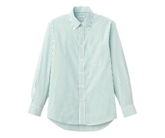 FACE ストライプ長袖シャツ グリーン LL FB4508U-4 LL 1枚（ご注文単位1枚）【直送品】