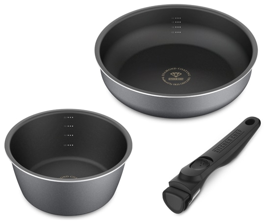 アイリスオーヤマ ダイヤモンドコートパン ディープラス IH3点セット スレートグレー DCI-S3S 1セット（ご注文単位1セット）【直送品】