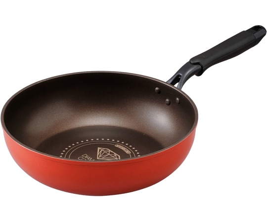 アイリスオーヤマ ダイヤモンドコートフライパン IH用 炒め鍋28cm オレンジ/ブラウン DIS-W28 1個(ご注文単位1個)【直送品】