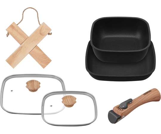 アイリスオーヤマ スキレットコートパンスクエア 6点セット ブラック SKL-SE6S 1セット（ご注文単位1セット）【直送品】