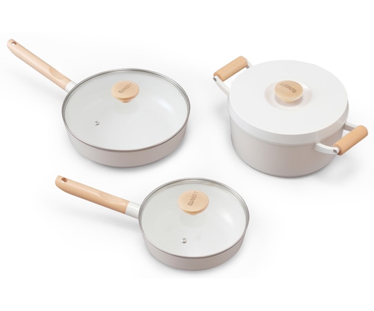 アイリスオーヤマ ルオント フライパン・なべ 6点セット ホワイト LUO-SE6W 1セット(ご注文単位1セット)【直送品】