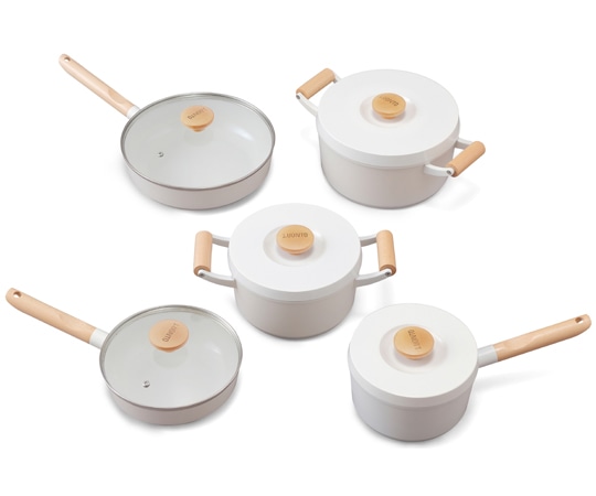 アイリスオーヤマ ルオント フライパン・なべ 10点セット ホワイト LUO-SE10W 1セット(ご注文単位1セット)【直送品】