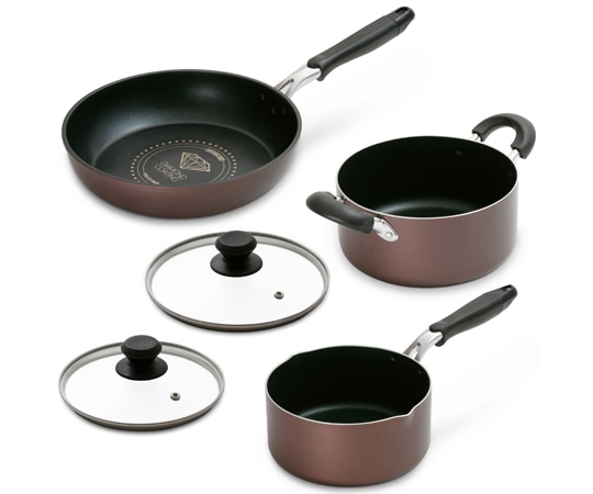 アイリスオーヤマ ダイヤモンドコートフライパン・なべ 5点セット ブラウン DCI-FP5S 1セット（ご注文単位1セット）【直送品】