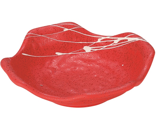 福井クラフト 隅切角鉢 朱タタキ乱糸塗 φ130mm 50021980 1個（ご注文単位1個）【直送品】