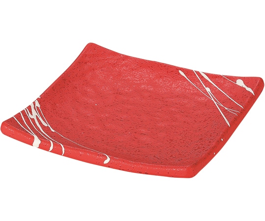 福井クラフト 正角皿 朱タタキ乱糸塗 φ118mm 50022055 1個（ご注文単位1個）【直送品】