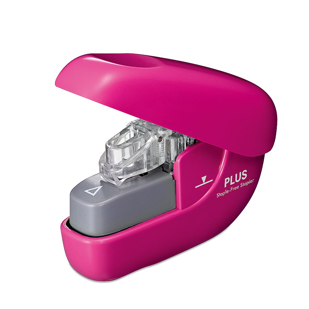 プラス 針なしホッチキス(ペーパークリンチ) ハンディタイプ ピンク SL-106NB 1個（ご注文単位1個）【直送品】