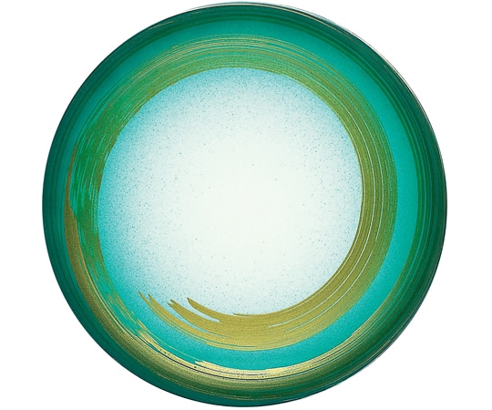 福井クラフト 耐熱φ150寿司皿 グリーンぼかし一筆 12042400 1個（ご注文単位1個）【直送品】