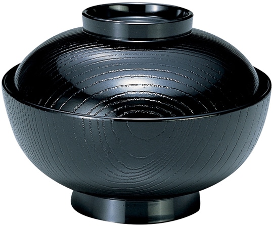 福井クラフト 耐熱4.5寸 木目雑煮椀 総黒 33601320 1個（ご注文単位1個）【直送品】