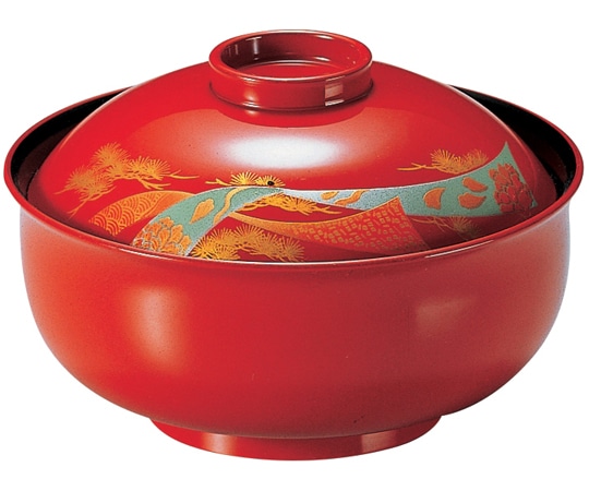 福井クラフト TA5寸 ゆり型煮物椀 朱短冊松 32601890 1個（ご注文単位1個）【直送品】