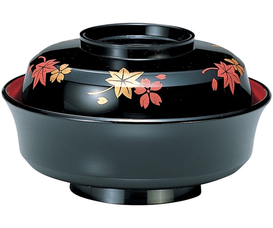福井クラフト 耐熱5寸 天竜寺椀 黒/春秋 内朱 33500640 1個（ご注文単位1個）【直送品】