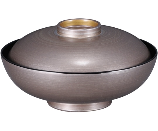 福井クラフト 耐熱4.5寸 丸駒椀 銀刷毛目高台内金 内黒 31006860 1個（ご注文単位1個）【直送品】