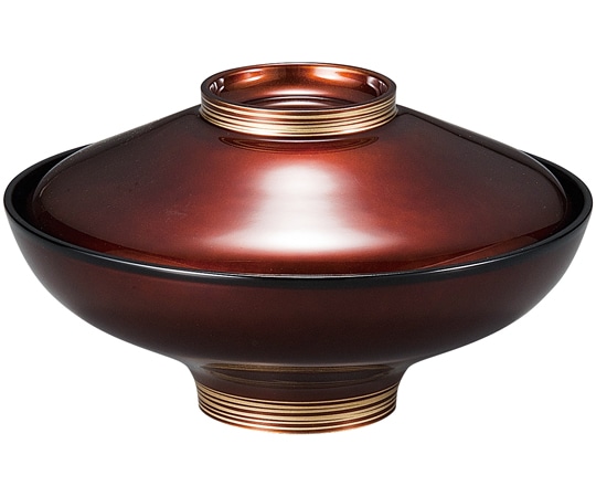 福井クラフト 5寸 富士型煮物椀 白檀ツマミ金ライン 内黒 37002160 1個（ご注文単位1個）【直送品】