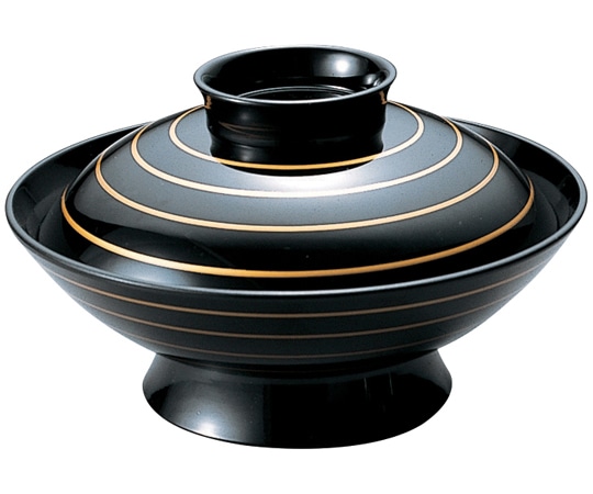 福井クラフト 耐熱5.5寸 御殿型煮物椀 黒/金ライン 内黒 12025440 1個（ご注文単位1個）【直送品】