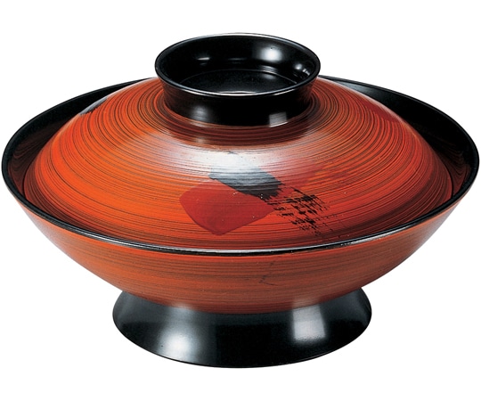 福井クラフト 耐熱5.5寸 御殿型煮物椀 朱刷毛目一筆 内黒 32602100 1個（ご注文単位1個）【直送品】