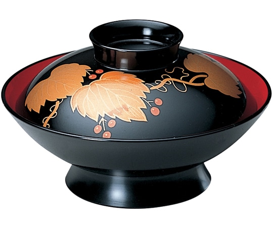 福井クラフト 耐熱5.5寸 御殿型煮物椀 黒/蔦 内朱 33021240 1個（ご注文単位1個）【直送品】