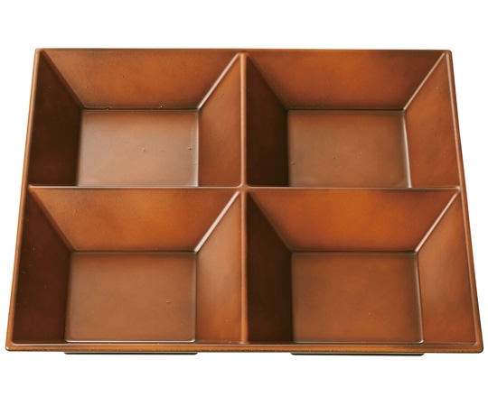 福井クラフト 22cm スクエアプレート 四ッ仕切ブラウン(裏黒) 55202850 1個（ご注文単位1個）【直送品】