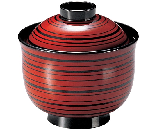 福井クラフト 耐熱3寸 ゆり型小吸物椀 一分溜乱ライン 内黒 33600850 1個（ご注文単位1個）【直送品】