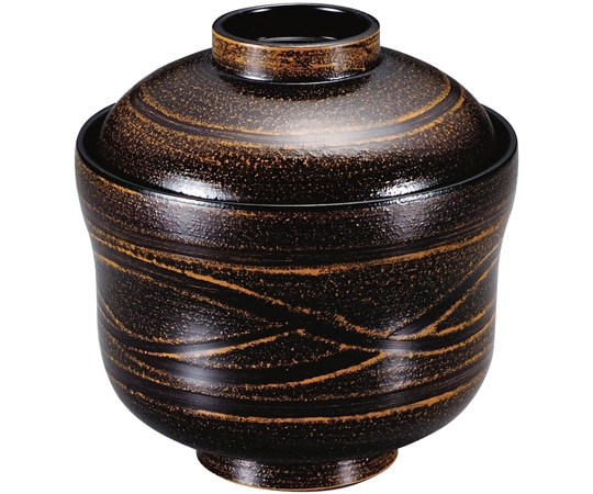 福井クラフト 耐熱佑ひさご小吸椀 溜刷毛目 砂紋様 12033840 1個（ご注文単位1個）【直送品】