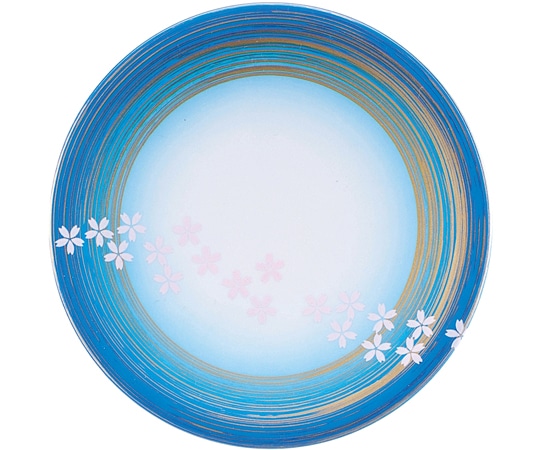 福井クラフト A150寿司皿 青 ぼかし流水桜 13000100 1個（ご注文単位1個）【直送品】