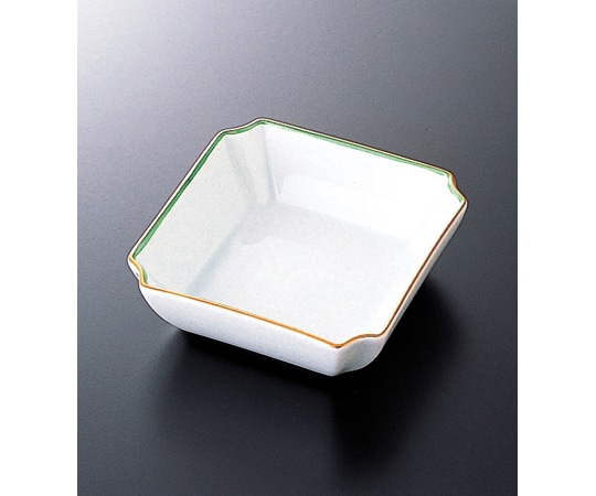 福井クラフト 陶)入隅小鉢 緑金渕 97901290 1個（ご注文単位1個）【直送品】