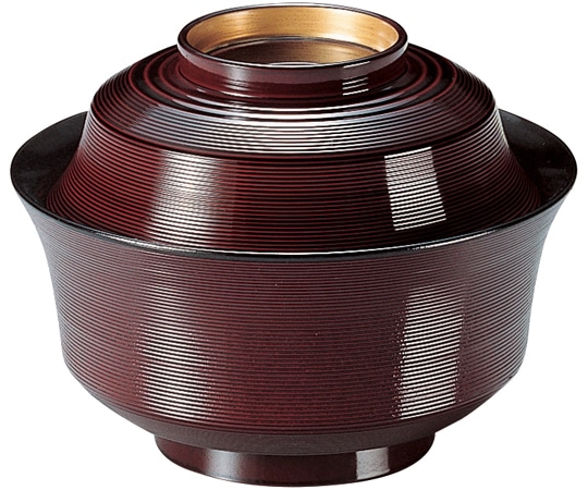 福井クラフト 耐熱4.5寸 竹型丼椀 溜高台内金 内朱 32602180 1個(ご注文単位1個)【直送品】