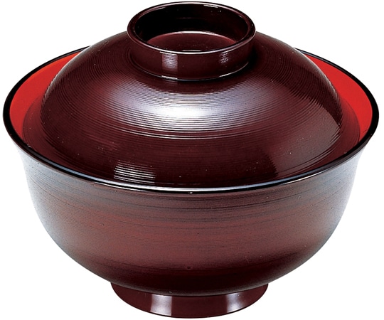 福井クラフト TA5寸 千筋丼物椀(蓋親)溜内朱 38020220 1個（ご注文単位1個）【直送品】