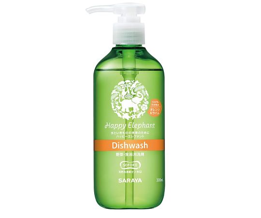 サラヤ ハッピーエレファント 野菜・食器用洗剤 オレンジ&ライム 本体 300mL  1個(ご注文単位1個)【直送品】