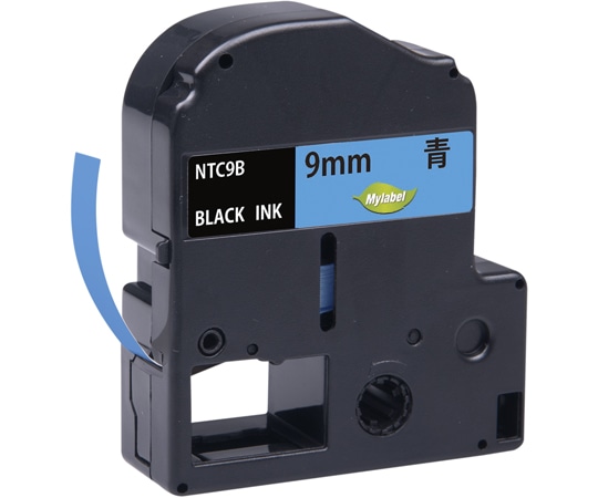 NinestAO 青地ラベル 9mm 黒文字 8m NTC9B(x1) 1個(ご注文単位1個)【直送品】