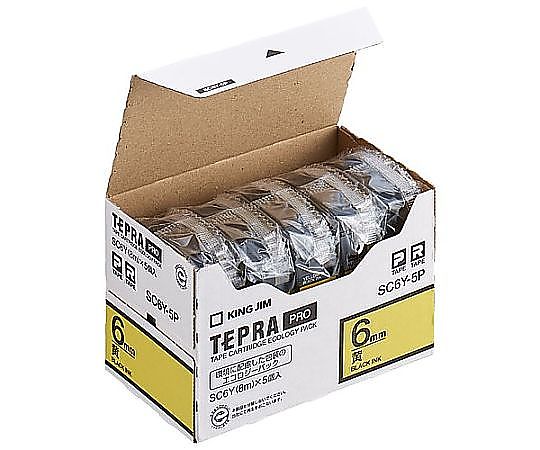アズワン 6mm テープカセット(黄/5個) EA761DK-65B 1箱(ご注文単位1箱)【直送品】