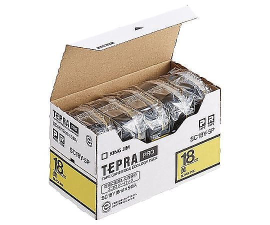アズワン 18mm テープカセット(黄/5個) EA761DK-185B 1箱(ご注文単位1箱)【直送品】