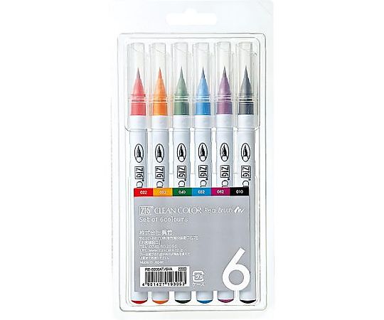 アズワン 6本組 水性筆ペン EA765MH-265 1セット(ご注文単位1セット)【直送品】