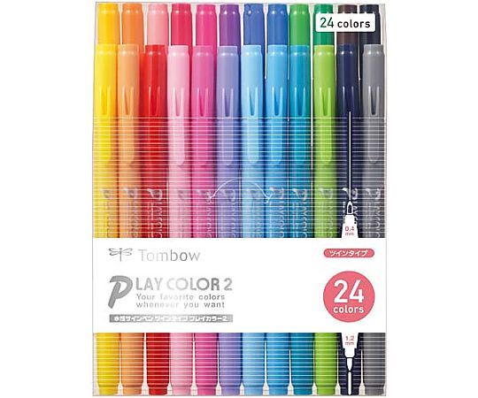 トンボ鉛筆 水性カラーサインペン プレイカラー2 24色セット 1パック(24本入) GCB-012 1パック(ご注文単位1パック)【直送品】