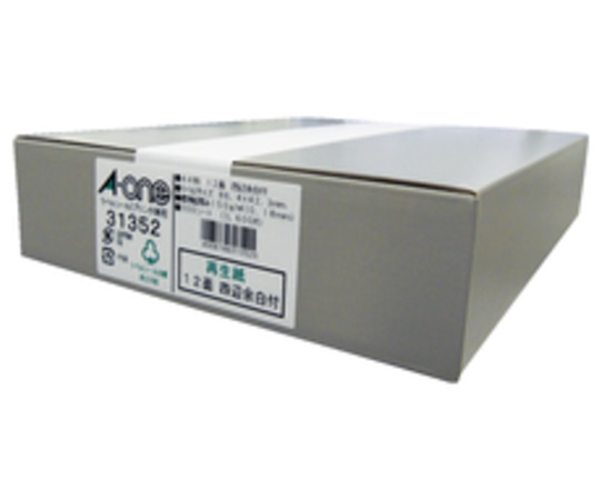 エーワン(A-ONE) ラベルシール(プリンタ兼用) 再生紙・ホワイト A4 12面 四辺余白付 1箱(300シート入) 31352 1箱(ご注文単位1箱)【直送品】