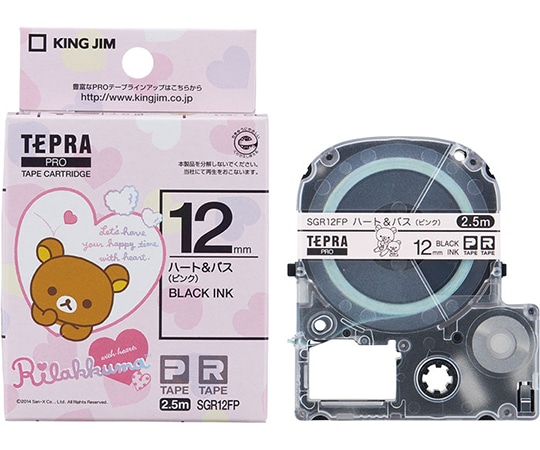 キングジム テプラ PROテープ ハート ピンク/黒文字 SGR12FP 1個(ご注文単位1個)【直送品】