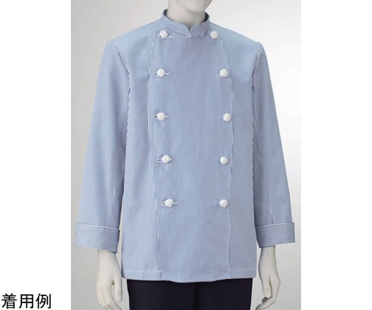 KAZEN 男子コックコート長袖 ストライプ 5L 410-99 5L 1枚（ご注文単位1枚）【直送品】